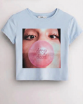 Y2K Style Fangirl Crop Tee Blue