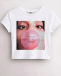 Y2K Style Fangirl Crop Tee White