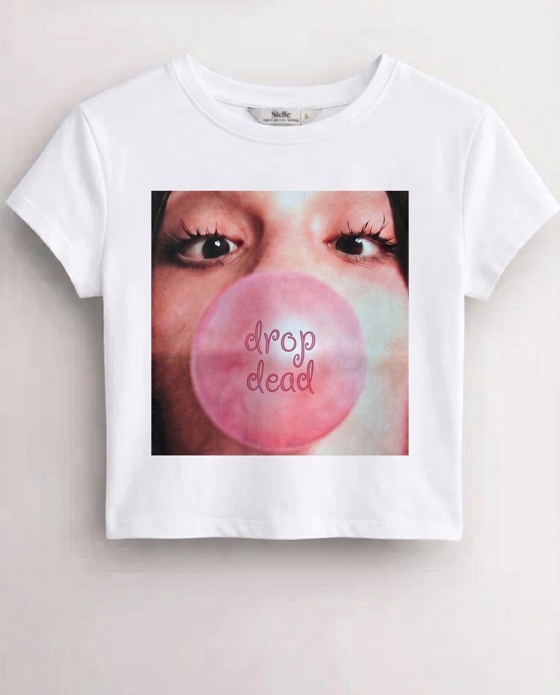 Y2K Style Fangirl Crop Tee White